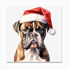 Boxer Dog With Santa Hat 1 Canvas Print