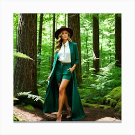 Woman In The Forest Canvas Print