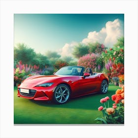 Sports Car in Garden Canvas Print