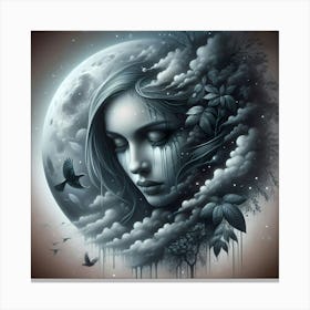 Moon And The Girl Canvas Print