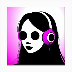 Girl With Headphones Canvas Print