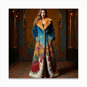 Woman In A Fur Coat 2 Canvas Print