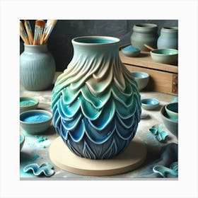 Ceramics flower vase Canvas Print