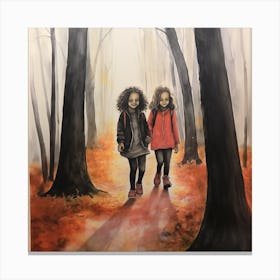Two Girls In The Woods Canvas Print