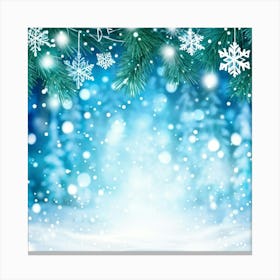 Abstract Winter Wonderland With A Closeup Of A Spruce Tree Branch Adorned With Snowflakes In The For (7) Canvas Print