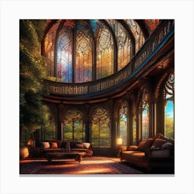 Room With Stained Glass Windows Canvas Print