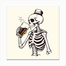 Skeleton Drinking Beer 4 Canvas Print