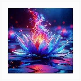 Lotus Flower With Fire Canvas Print