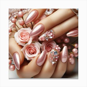 Beautiful Woman With Pink Nails Canvas Print