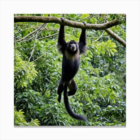 Howler Monkey Primate Wildlife Rainforest Canopy Mammal Tree Branches Tropical Loud Vocal (2) Canvas Print