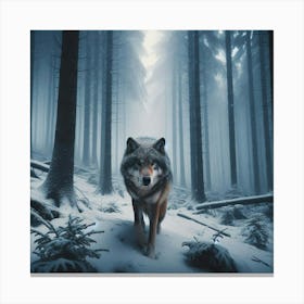 Wolf In The Woods 5 Canvas Print