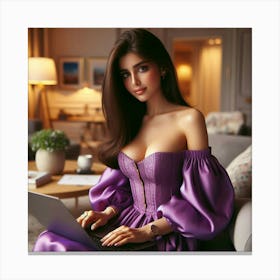 Sexy Woman In Purple Dress 1 Canvas Print