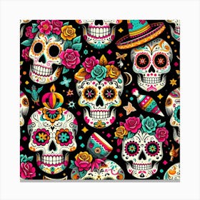 Day Of The Dead Skulls Canvas Print