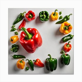Frame Created From Bell Pepper On Edges And Nothing In Middle (54) Canvas Print