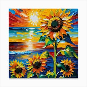 Sunflowers At Sunset 1 Canvas Print