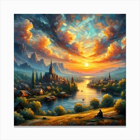 Sunset In The Village 1 Canvas Print