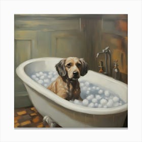 Dog In Bath 1 Canvas Print