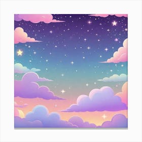 Sky With Twinkling Stars In Pastel Colors Square Composition 43 Canvas Print
