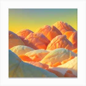 Foodmade Style Evening Rosegold Beach At Sunse Amidst The Mountains Canvas Print