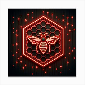 Neon Bee Sign Vector Illustration Canvas Print