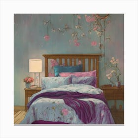 Bedroom With Flowers Canvas Print