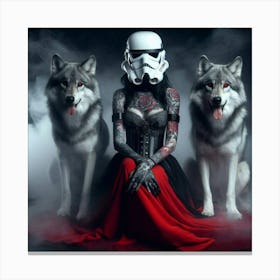 Stormtrooper And Wolves 1 Canvas Print