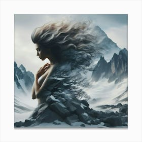 Woman In The Mountains 3 Canvas Print