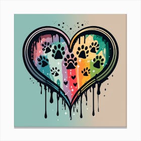 Heart With Paw Prints Canvas Print