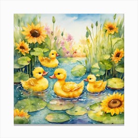 Ducks In The Pond Canvas Print