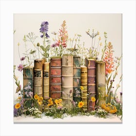 Wildflowers On Books 1 Canvas Print