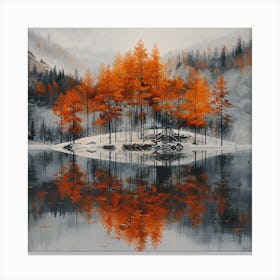 Autumn Trees In A Lake Canvas Print