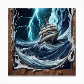 Ocean Storm With Large Clouds And Lightning 13 Canvas Print
