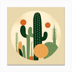 Rizwanakhan Simple Abstract Cactus Non Uniform Shapes Petrol 17 Canvas Print