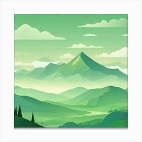 Misty mountains background in green tone 50 Canvas Print