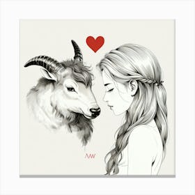 Goat And Girl Canvas Print