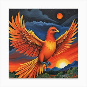 Fiery Phoenix Rising A Symbol Of Rebirth And Power (3) Canvas Print