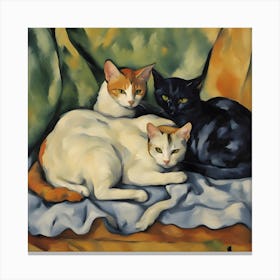 Three Cats Modern Art Cezanne Inspired 1 Canvas Print