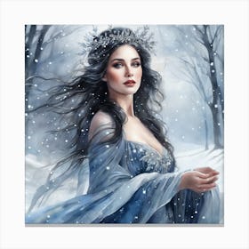 In A Wintry Wonderland A Graceful Lady in Snow Canvas Print