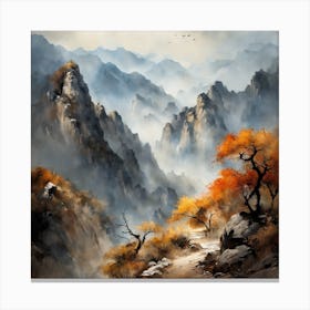 Chinese Mountains Landscape Painting (131) Canvas Print