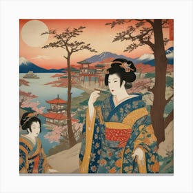 Two Geisha 1 Canvas Print