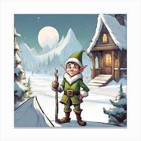 Elf and his cabin Canvas Print