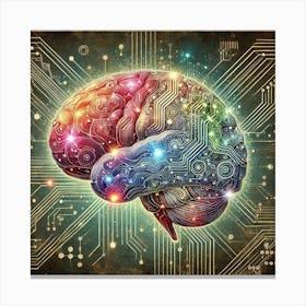 Neural Connections Brain Printed Art A Stunning Fusion Of Neuroscience And Art, Featuring A Detailed Brain Illustration Highlighting Neural Connections, Perfect For Adding Intelligence And Creativ Canvas Print