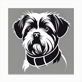 Shih Tzu, Black and white illustration, Dog drawing, Dog art, Animal illustration, Pet portrait, Realistic dog art Canvas Print