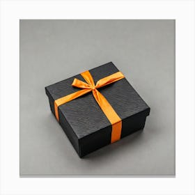 Black Gift Box With Orange Ribbon 3 Canvas Print