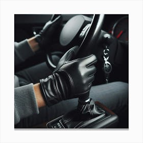 Leather Gloves Driving A Car Canvas Print