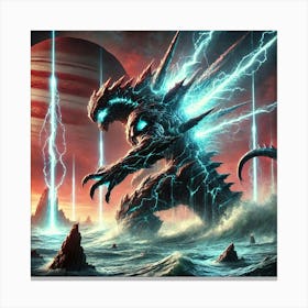 A Sci Fi Depiction Of Aegir, The Abyssal Behemoth, Harpoon Spikes Canvas Print