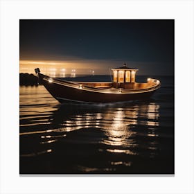 Boat At Night Canvas Print