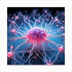 A Head Like 3d Render Nucleoli Luminescing In An Intricate Network Of Neural Connections Depicts A Canvas Print