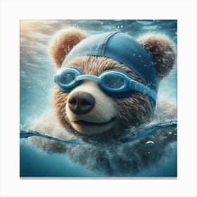 Teddy Bear Swimming Canvas Print