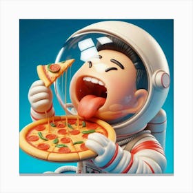 Astronaut Eating Pizza 1 Canvas Print